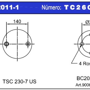 CONJ. U.S.(31-395) TIPO1 S/BASE.N NEUMACARG 2T 140mm DESP 0mm TC260-395
