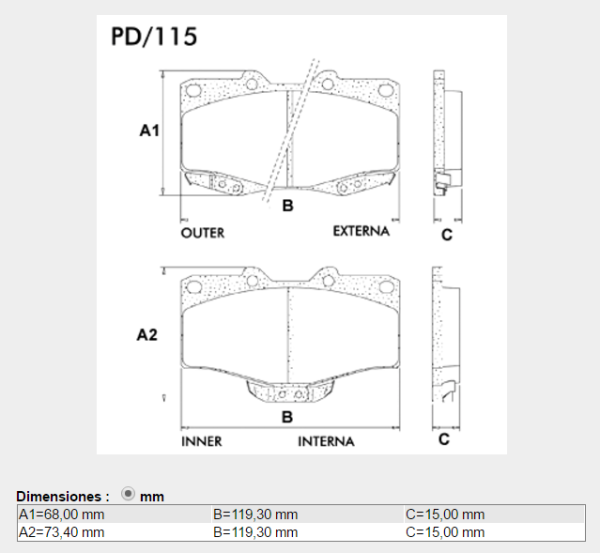 PASTILLA FRENO TOYOTA HILUX 2000/03 N FRAS-LE