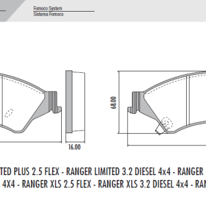 PASTILLA FRENO FORD Ranger XLS / XLT 4x2 4x4 2.5 (2012/…)1.0
