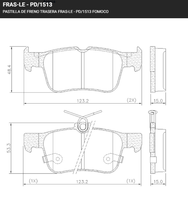 PASTILLA FRENO FORD: Mondeo (2013/…) S/AMIANTO FRAS-LE
