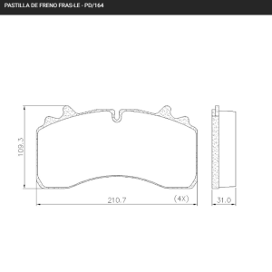 PASTILLA FRENO FRAS-LE DANES - FANGIO SISTEMA WABCO 640 225 822 2 - QQ31436/ PD164