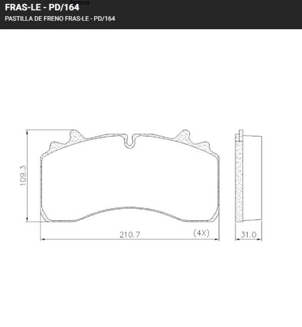 PASTILLA FRENO FRAS-LE DANES - FANGIO SISTEMA WABCO 640 225 822 2 - QQ31436/ PD164