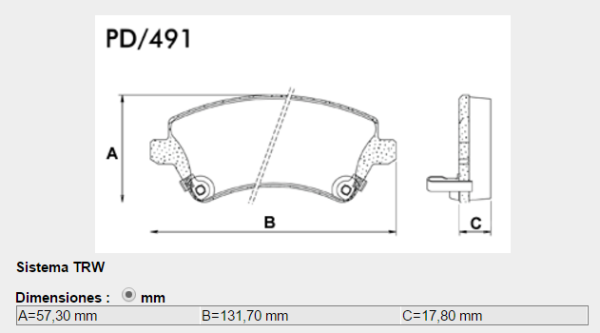 PASTILLA FRENO TOYOTA COROLLA S/AMIANTO FRAS-LE