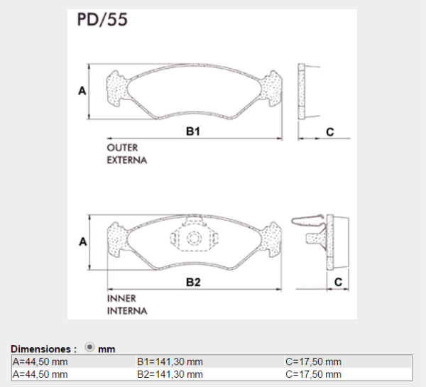 PASTILLA FRENO FORD FIESTA 1.0, 1.3, KA 1.0, 1.3, Fiesta 1.0