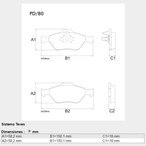PASTILLA FRENO FORD S/AMIANTO FRAS-LE