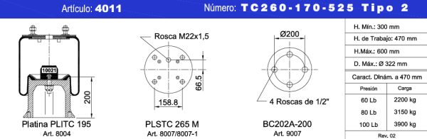 NEUMACARG CONJ TC260-170-525  T-2 MALD. 4 T