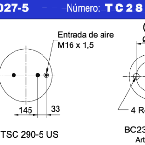 CONJ. U.S.(32-525) TIPO5 NEUMACARG 2 PERNOS 145 SCANIA TC280-565
