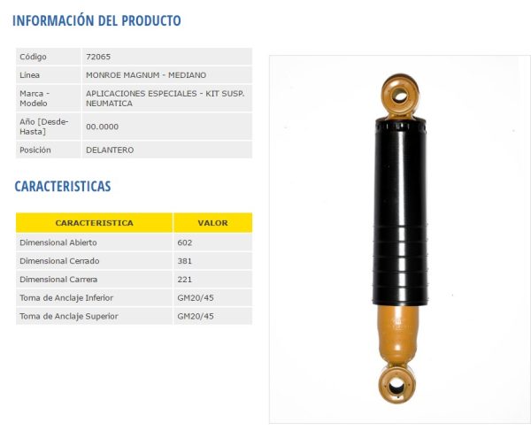 AMORTIG.SUSP.NEUM. BOERO 72065 / 72097 / 2419-4 / 72045