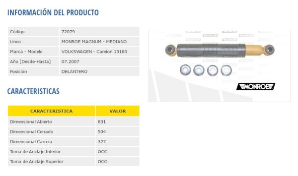 AMORTIG.FORD CARGO 1416 DELANTERO
