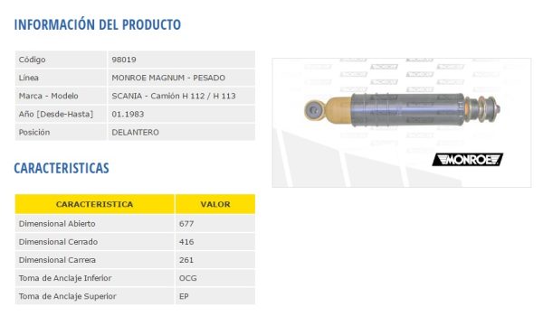 AMORTIG.SCANIA-112/113 FRONTAL DEL. 10435-6 90013 HOP