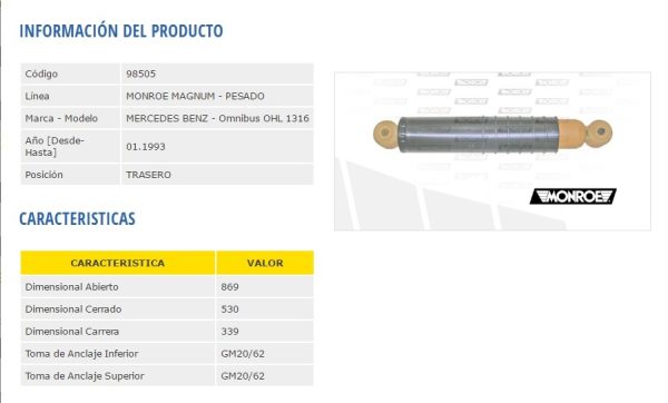 AMORTIG.M.BENZ OHL1316/1420 RENAULT / S.NEUMAT.FRIC-ROT
