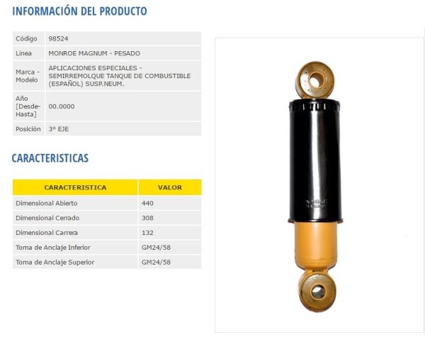 AMORTIG.SUSP.NEUM.TANQUE ESPAÑOL MONROE